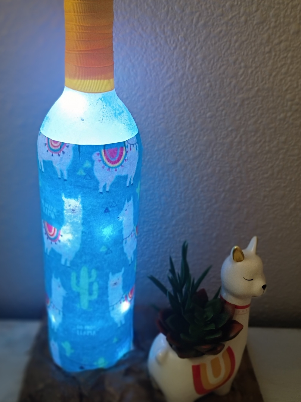 Blue Llama Bottle Decor Lamp